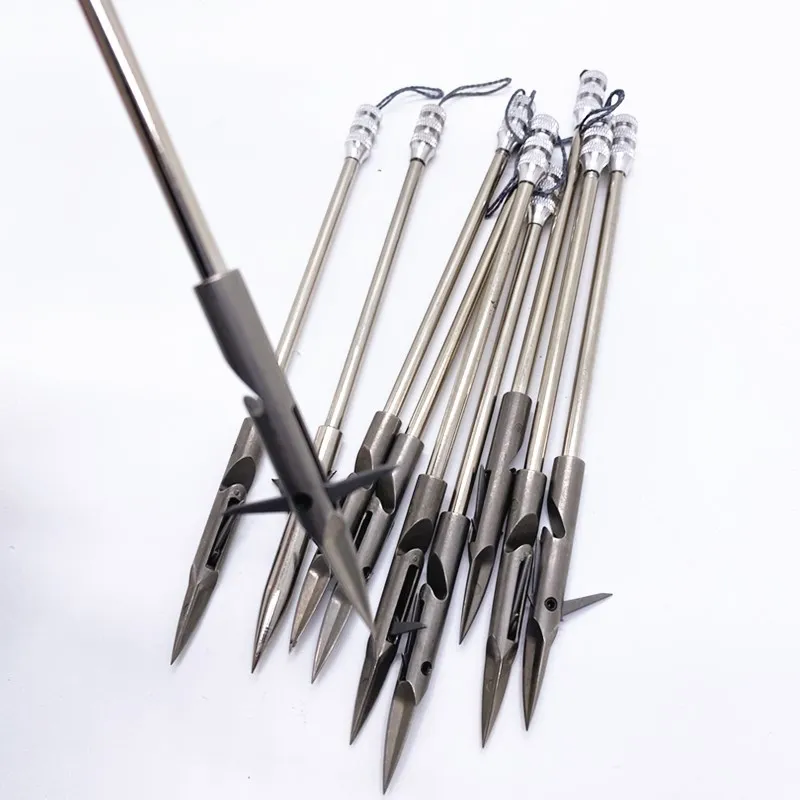 10pcs Fishing Darts Stainless Steel Arrowhead Barb Penetration Fish Slingshot Three sides Fishing HeadStable Catapult Shooting