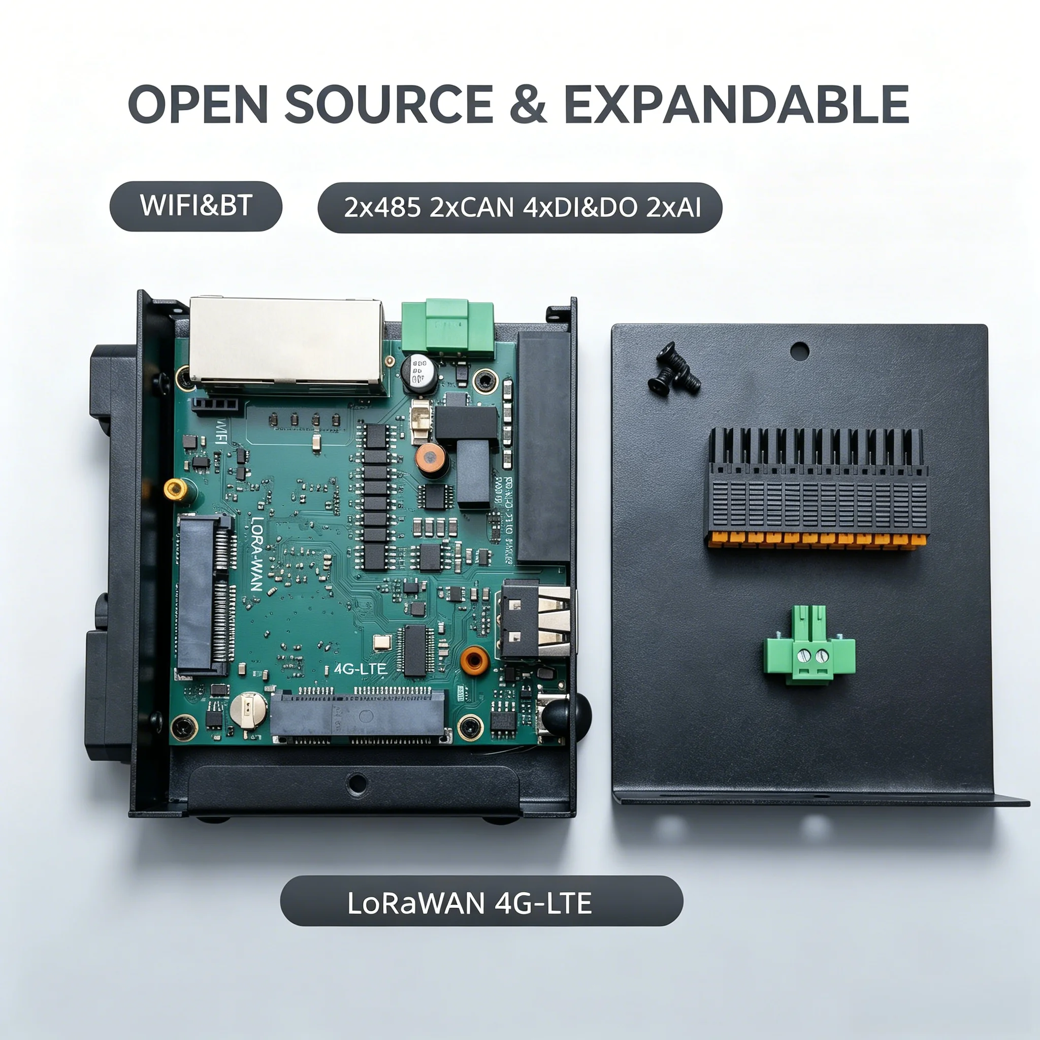 TM-CP2B-P Ubuntu24.04 Industrial Gateway RS485 CANFD  LoRaWAN 4G-LTE-EG25-G WIFI BT DIN Rail Mount for PLC