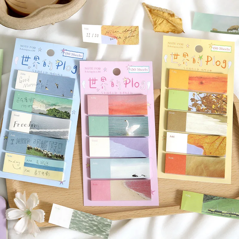 150-Page Combo T Notes World's Plog Series Literary Ins Style Handbook Marker Memo Material  Stickers Scrapbookingt Sticky Notes
