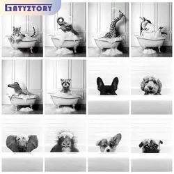GATYZTORY Frame Bathtub Animal DIY Painting By Numbers Modern Wall Art Picture Paint By Numbers Kits For Home Decor Arts Box Gif