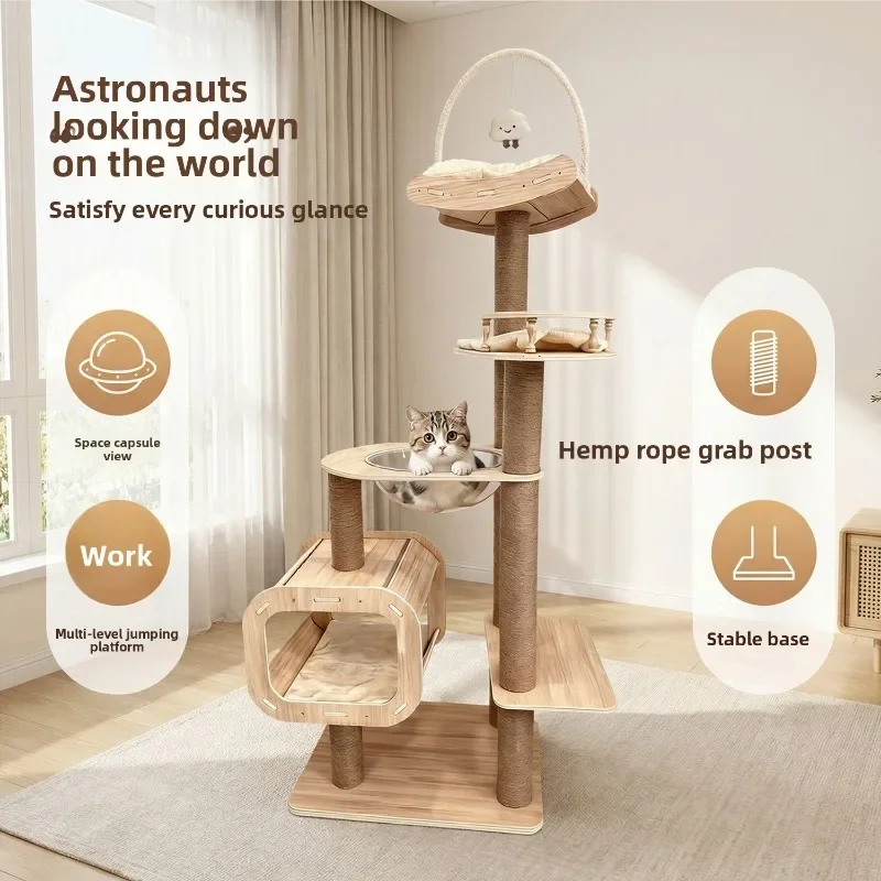 Pet Furniture Cat Accessories Cat Toys Cat Furniture Cat Tower Space Capsule Cat Tree Bed Hybrid Climbing Frame Multi Function