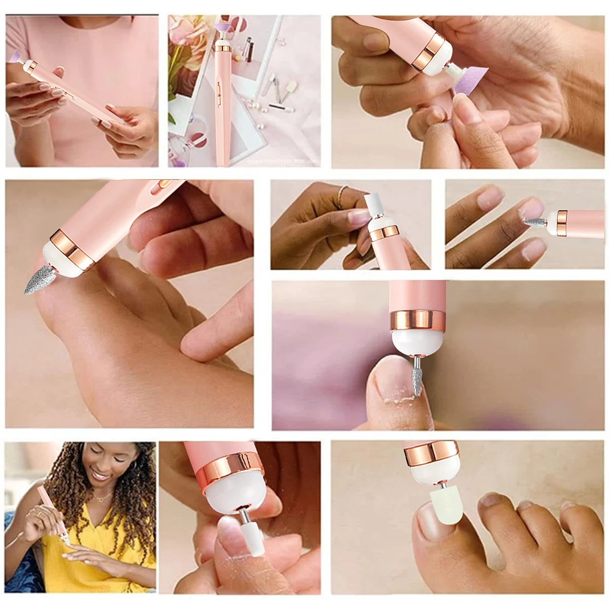 プロフェッショナルマニキュアペディキュアキット、電動爪やすりセット、コードレス電動ネイルドリルマシン、5スピードハンドフットケアツール