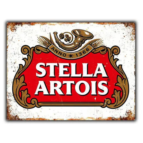 STELLA ARTOIS BEER SIGN METAL PLAQUE  print poster retro Advert Bar Man cave-Aluminum