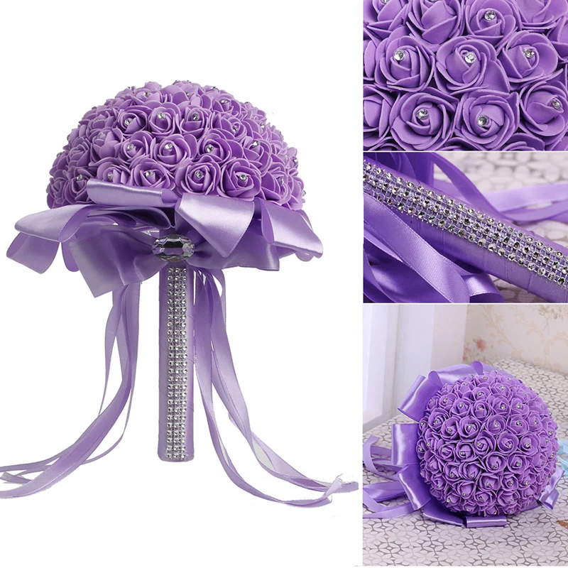 1Pcs Handmade Bridal Artificial Foam Roses Flower Bride Bouquet Wedding Party Valentine's Day Decor Romantic image 5