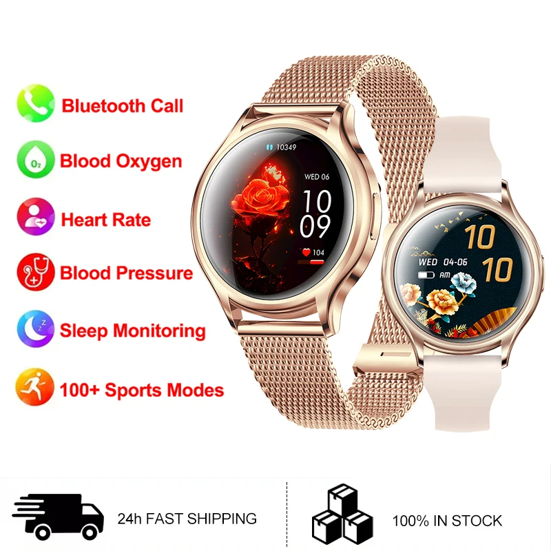 

Smartwatch Women 1.27 Inch Bluetooth Call Smart Watch Custom Dial Watches Heart Rate Tracker Female physiology For Android IOS