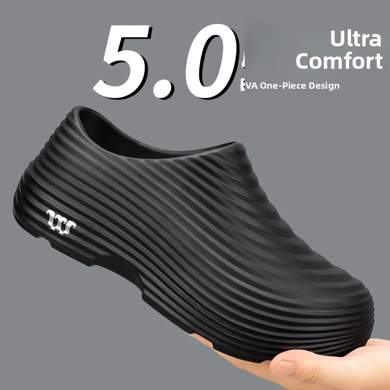 Men's Chef Shoes Waterproof Non-Slip Oil-Resistant Kitchen Work Shoes Wear-Resistant Slip-On Labor Protection Shoes for Autumn