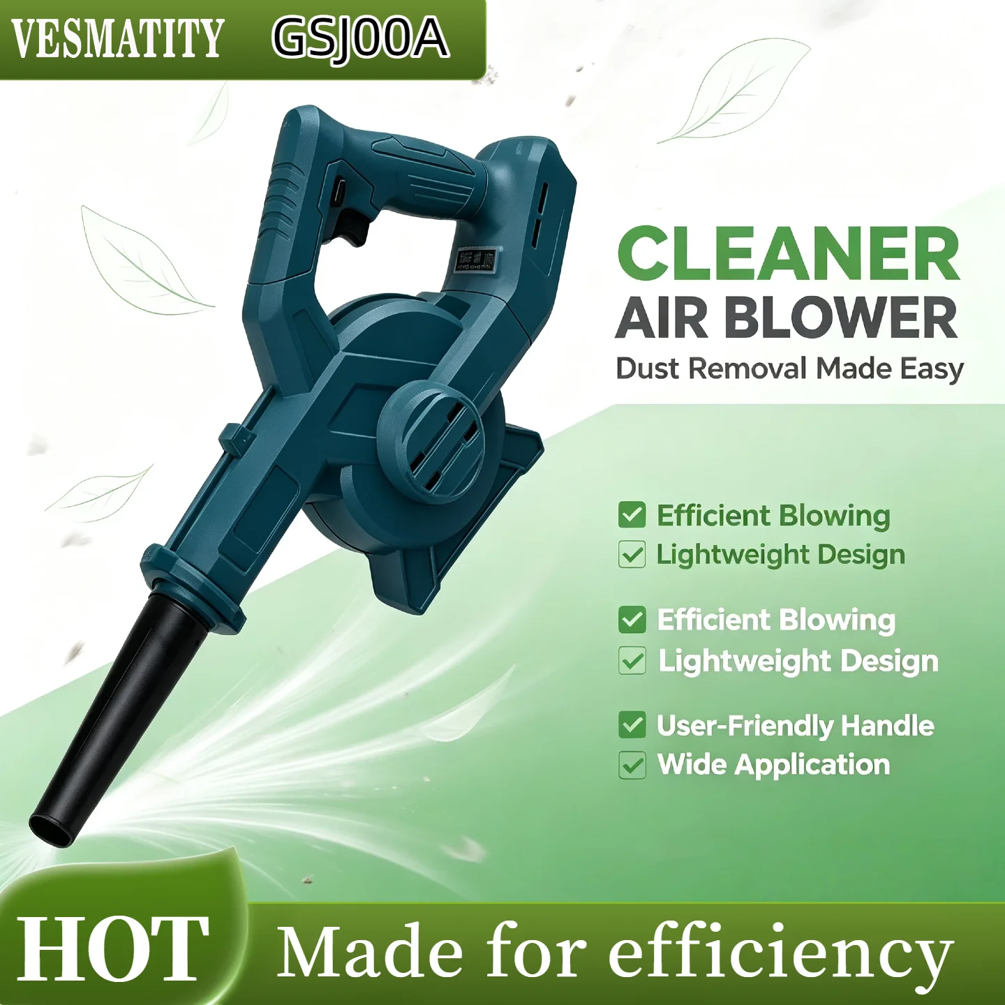 Vesmatity Pro Max Electric Air Blower 2 in 1 Blower Suction Handheld Leaf Computer Dust Collector Cleaner for Makita 18V Battery