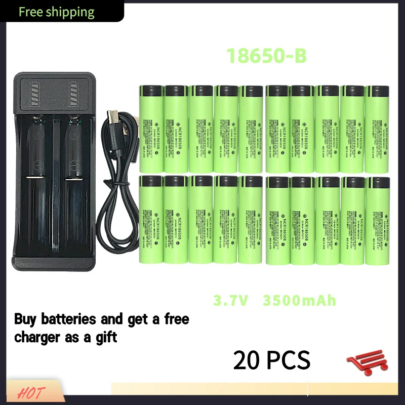 Free Shipping Air Express NCR 18650B 34B 3.7V 3500mAh 30A Discharge Lithium-ion Rechargeable Battery Charger for Monitoring