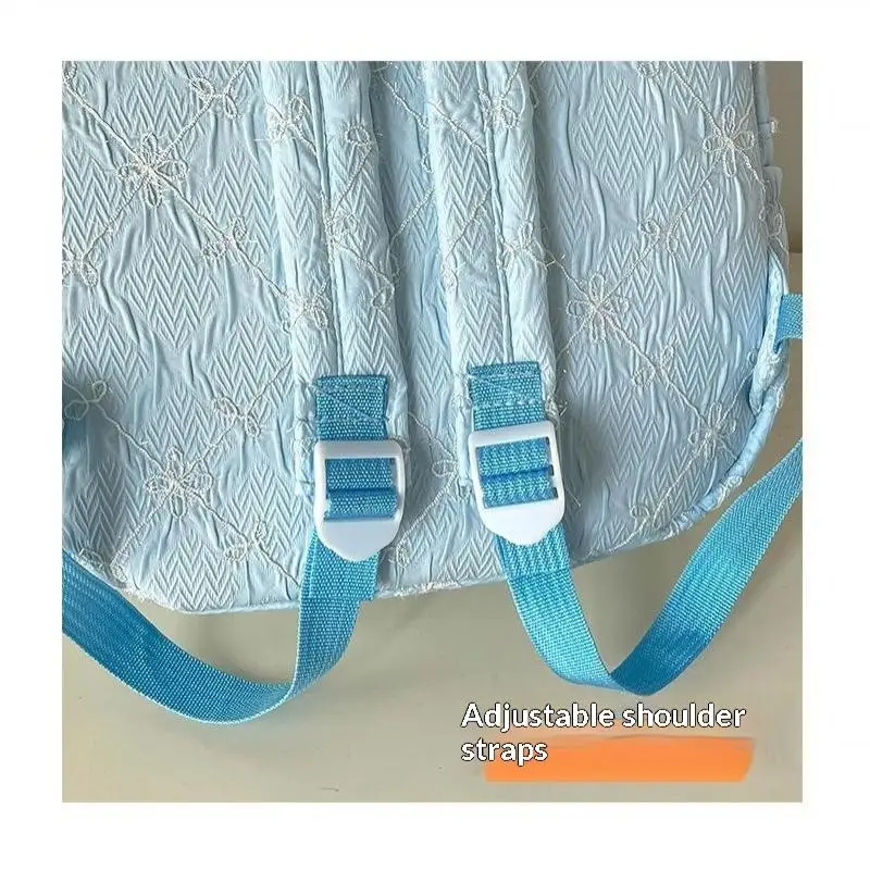 Nylon-Rucksack mit süßem Schleifenmuster, großes Fassungsvermögen, leicht, mehrere Taschen, Schultasche, lässiger Alltagsrucksack für Studenten und Pendler – Detail 10