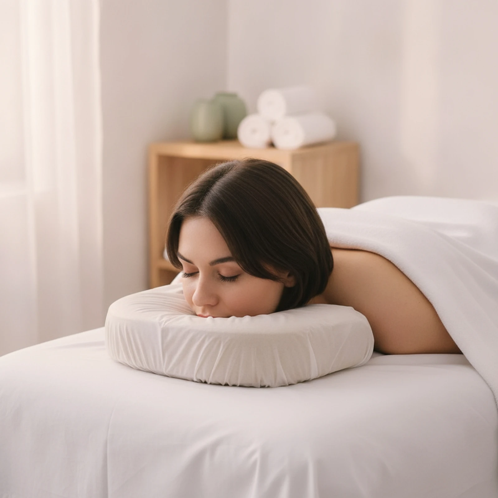 200 Pieces Face Cradle Cover Breathable Massage Table Cover with Face Cradle Hole Fitted Sheet Gentle on skinFriendly