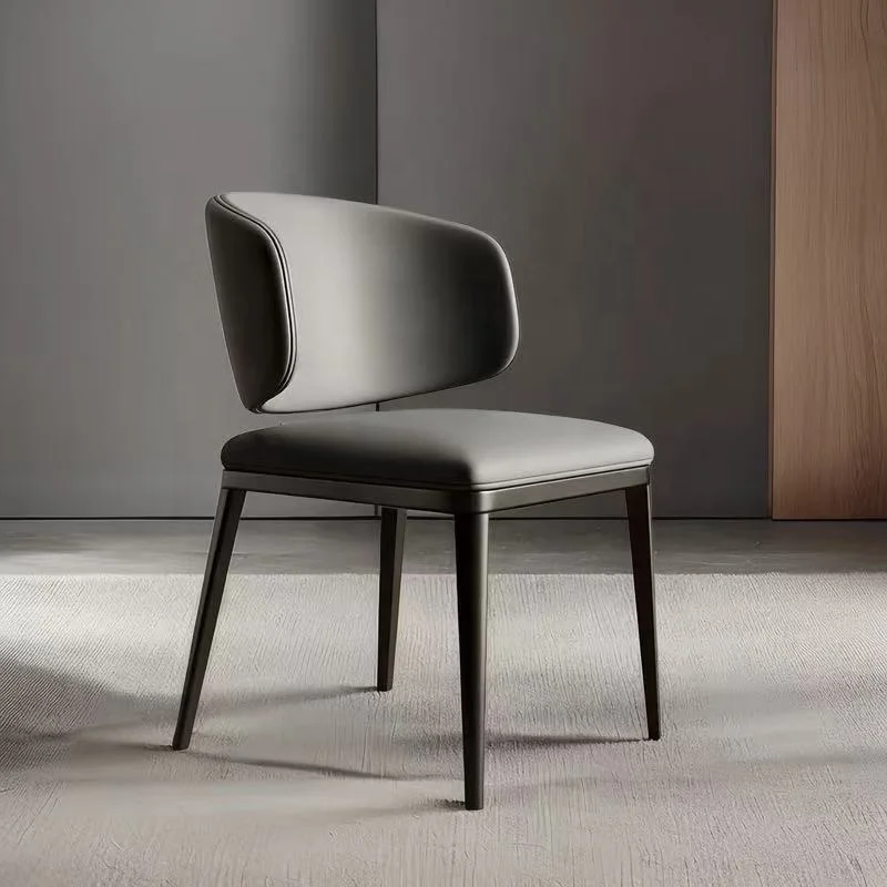 Modern Scandinavian Minimalist Style Dining Chair High-end Upholstered Hotel Restaurant Chair. Deluxe PU Conference Chair