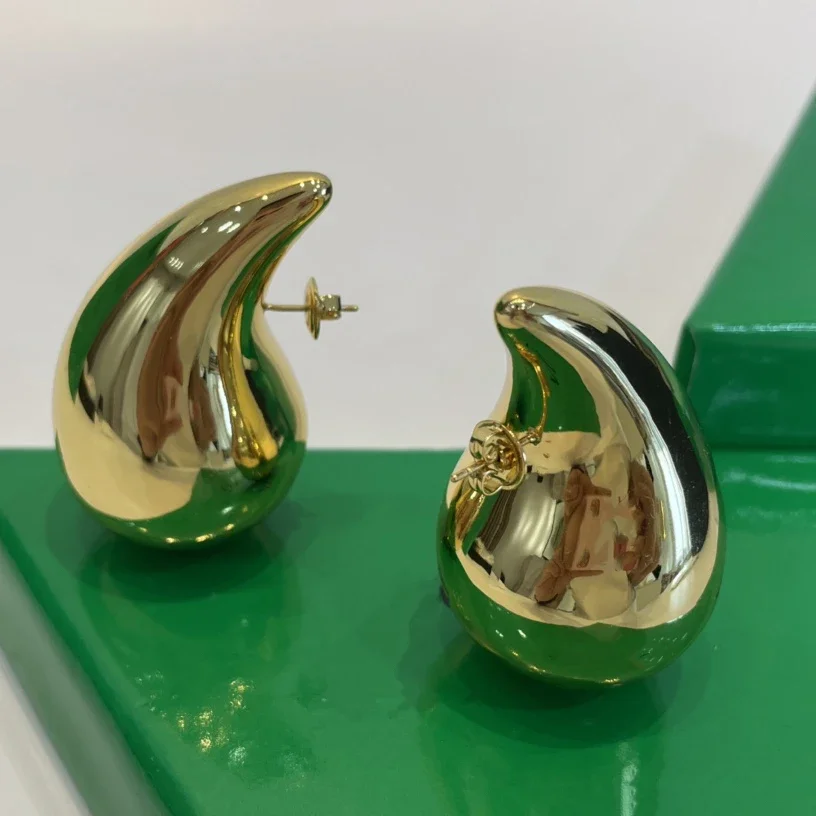 

2023 Famous Brand Designer Water Droplet Super Big Gold Silver Earrings Women Europe America Luxury Jewelry Trend