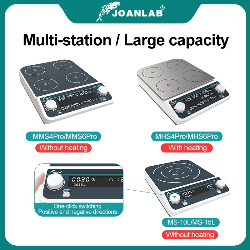 JOANLAB Multiple Magnetic Stirrer Hot Plate Digital Display Laboratory Stirrer Magnetic Mixer Heating Four-station Six-Position