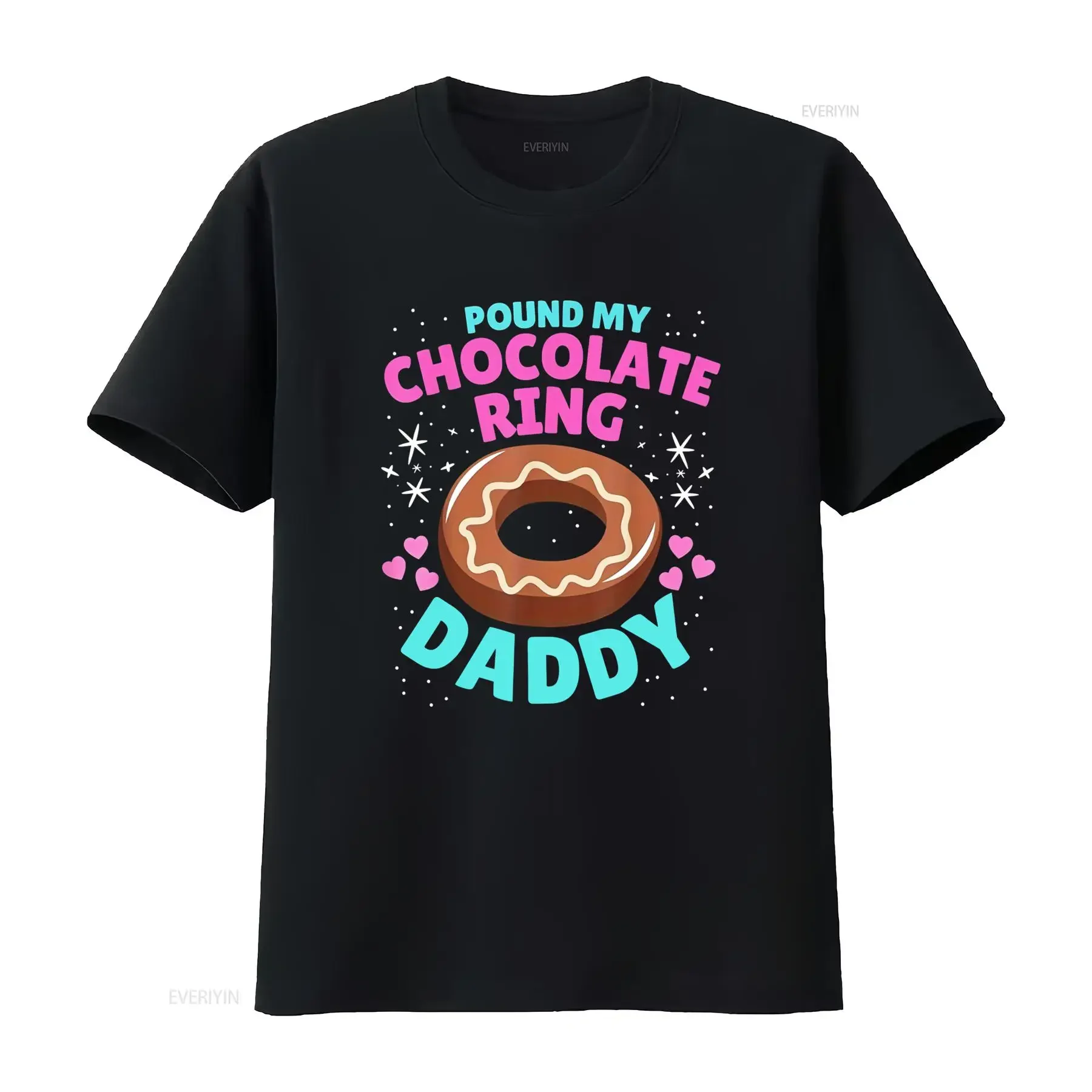 Męska Śmieszna Koszulka z Napisem Pound My Chocolate Ring Daddy Retro Donut Hearts Nowość Luźny Krój Odzież Codzienna vintage