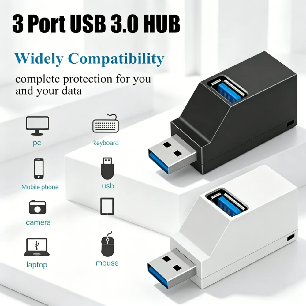USB 3.0 /2.0 Splitter 3 Ports USB HUB Rotatable Box Multiple Expander Data Transfer Hub For Computer Laptop MacBook Accessories