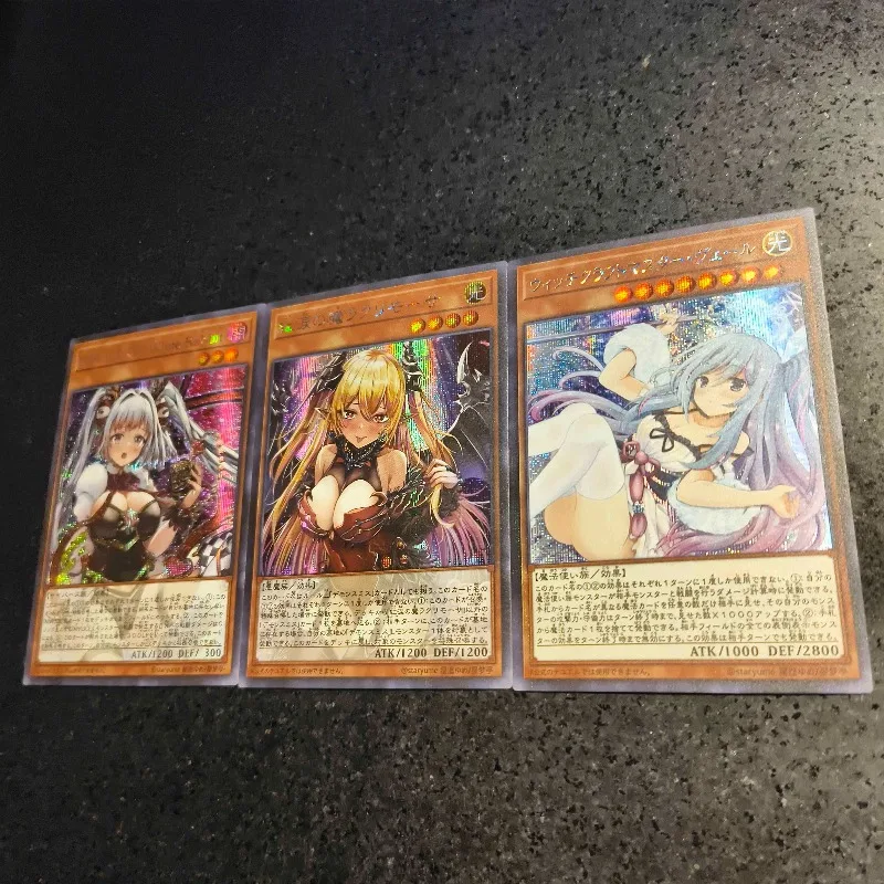 Yu-Gi-Oh! DIY hecho a sí mismo 3 unids/set Maliss P tarjeta Flash de conejo blanco Lacrima The Crimson Tears 4th Bullet tarjeta de colección de dibujos animados