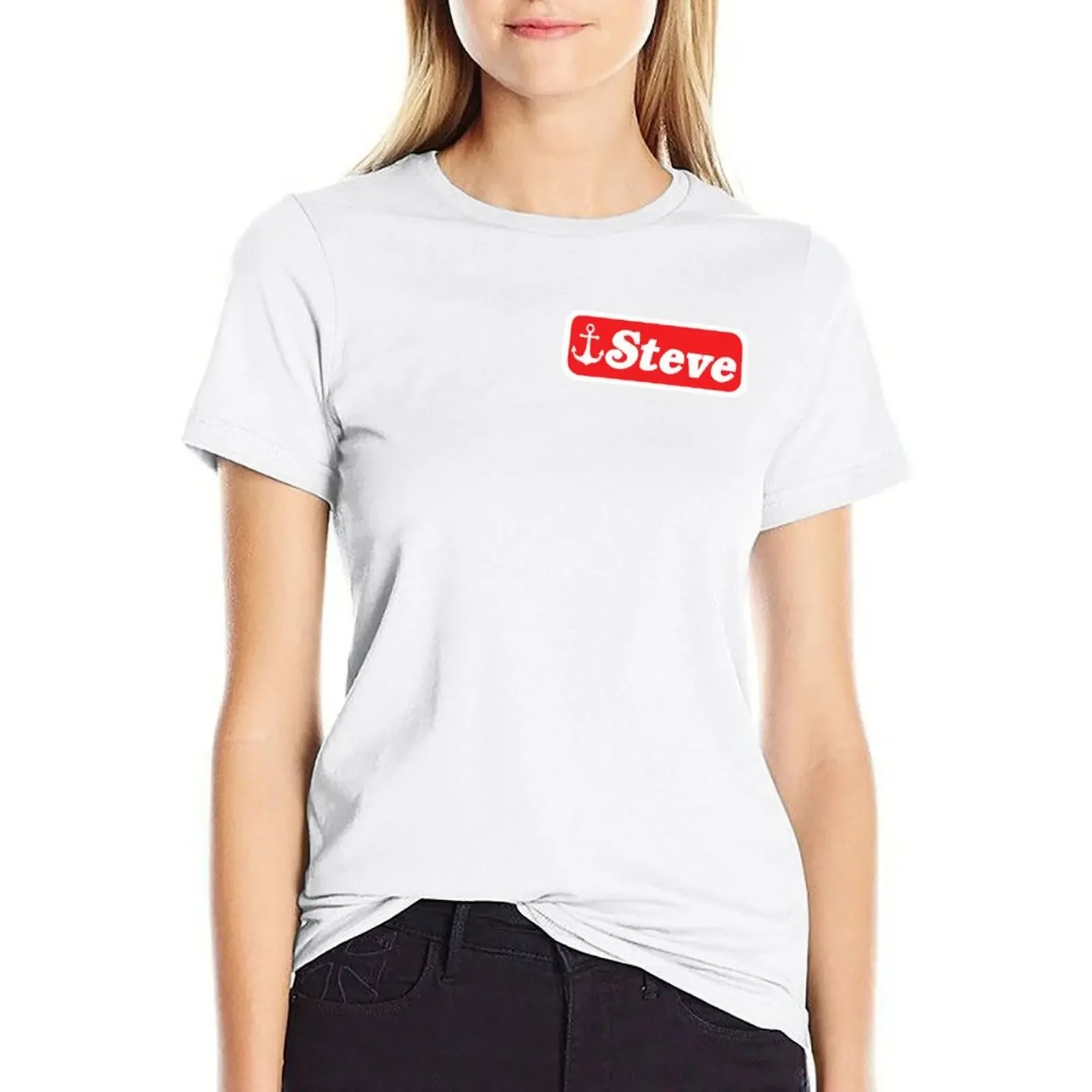 

Scoops ahoy! Steve name badge T-shirt summer top oversized kawaii clothes oversized t shirts for Women