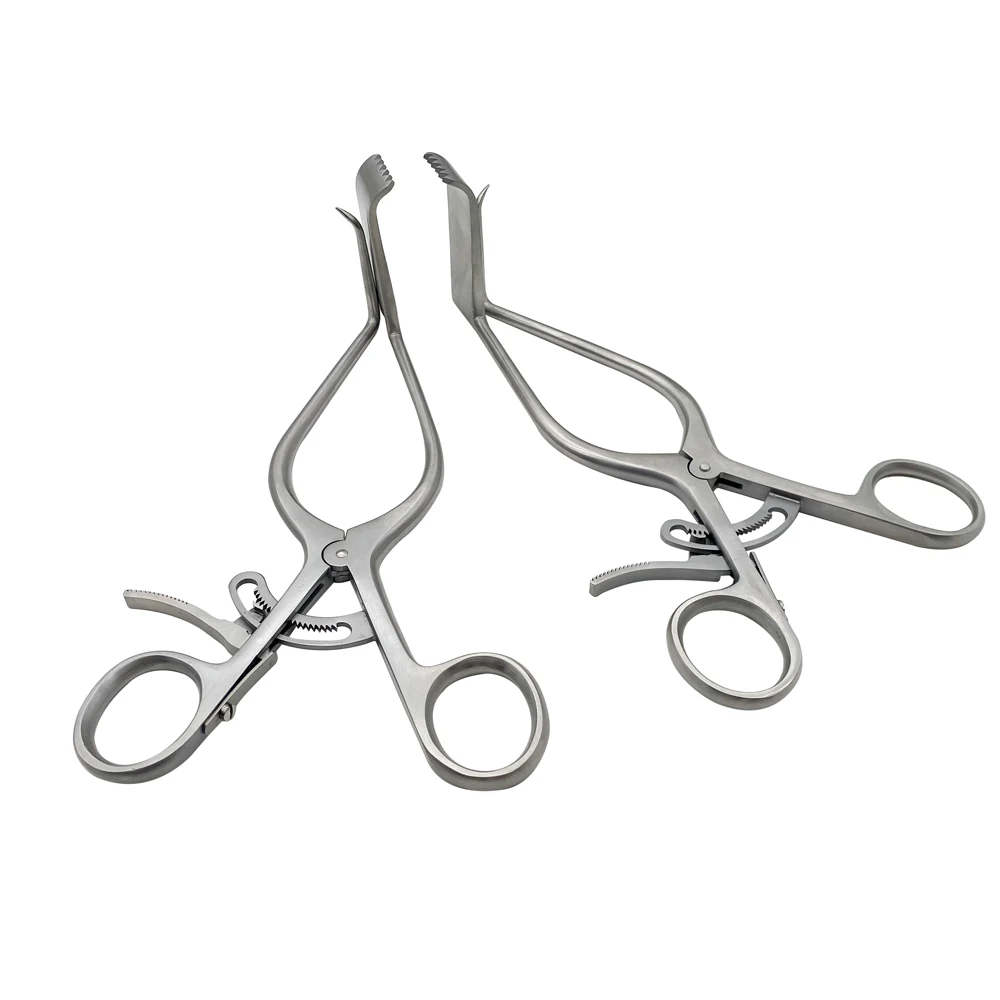 

Ортопедический ретрактор, самоудерживающийся с крючком и перегородкой влево и вправо, автоклавируемый, 18 см, хирургические инструменты