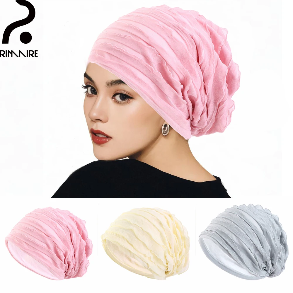 RIMAIRE 2024 New Cotton Muslim Hijab Pure Color Hijabs for Women Comfortable and Elastic Headscarf Multifunctional Hat Hijab