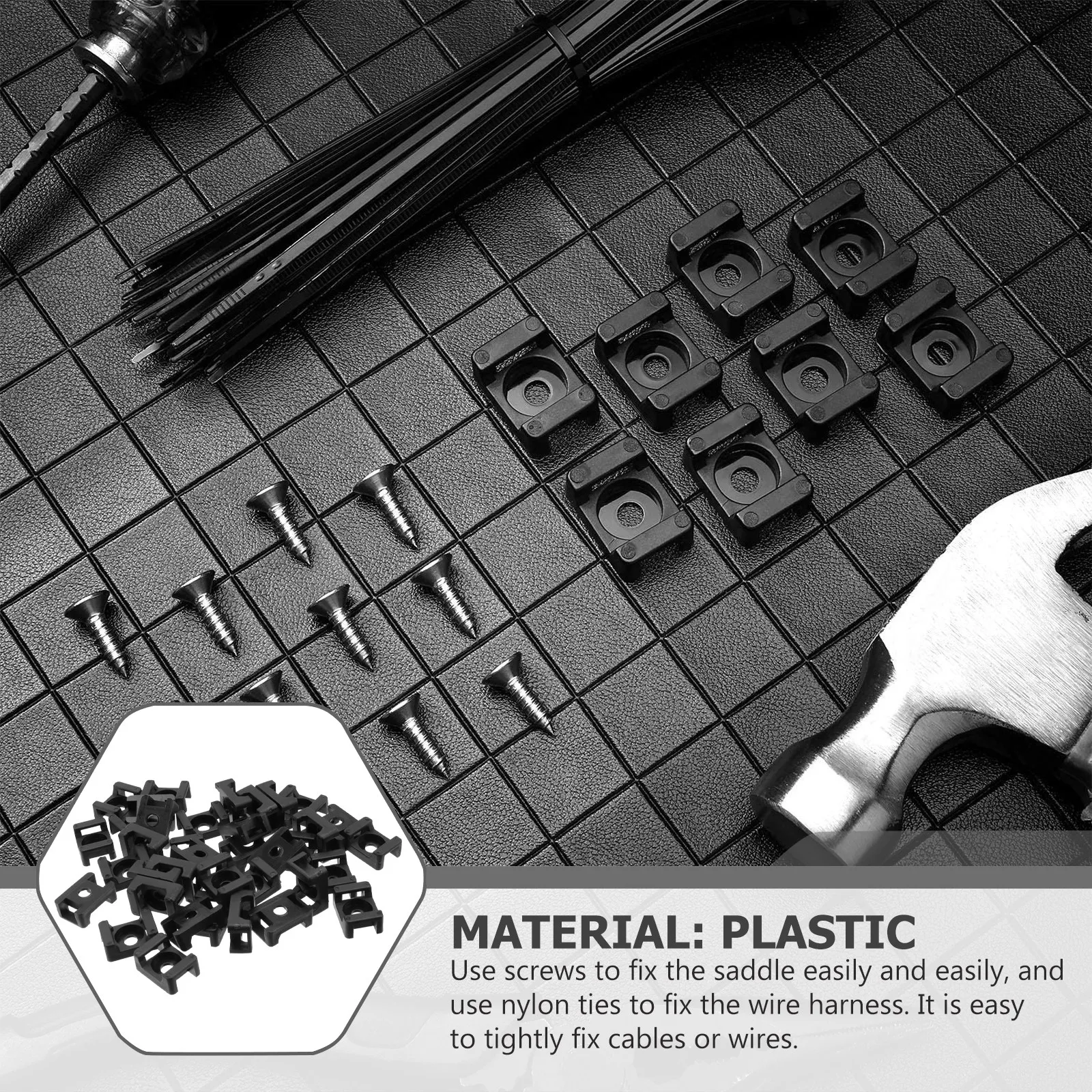 Plastic Cable Tie Mount Saddle Screw Fix Seat Nylon Wire Clip Easy Hold Bundle Fixing Saddle Design Cable Tie Mount Screw