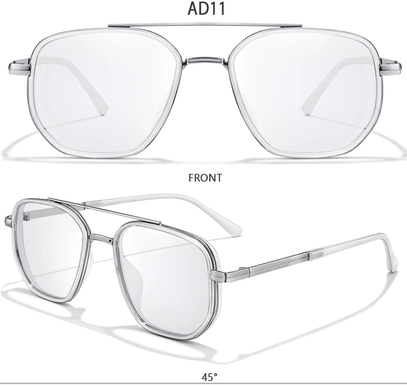 Mode Lesebrille Photochrome Klassische Quadratische Metallrahmen Presbyopie Brille Anti Blaues Licht Blockieren +150 +200 +250 – Detail 5