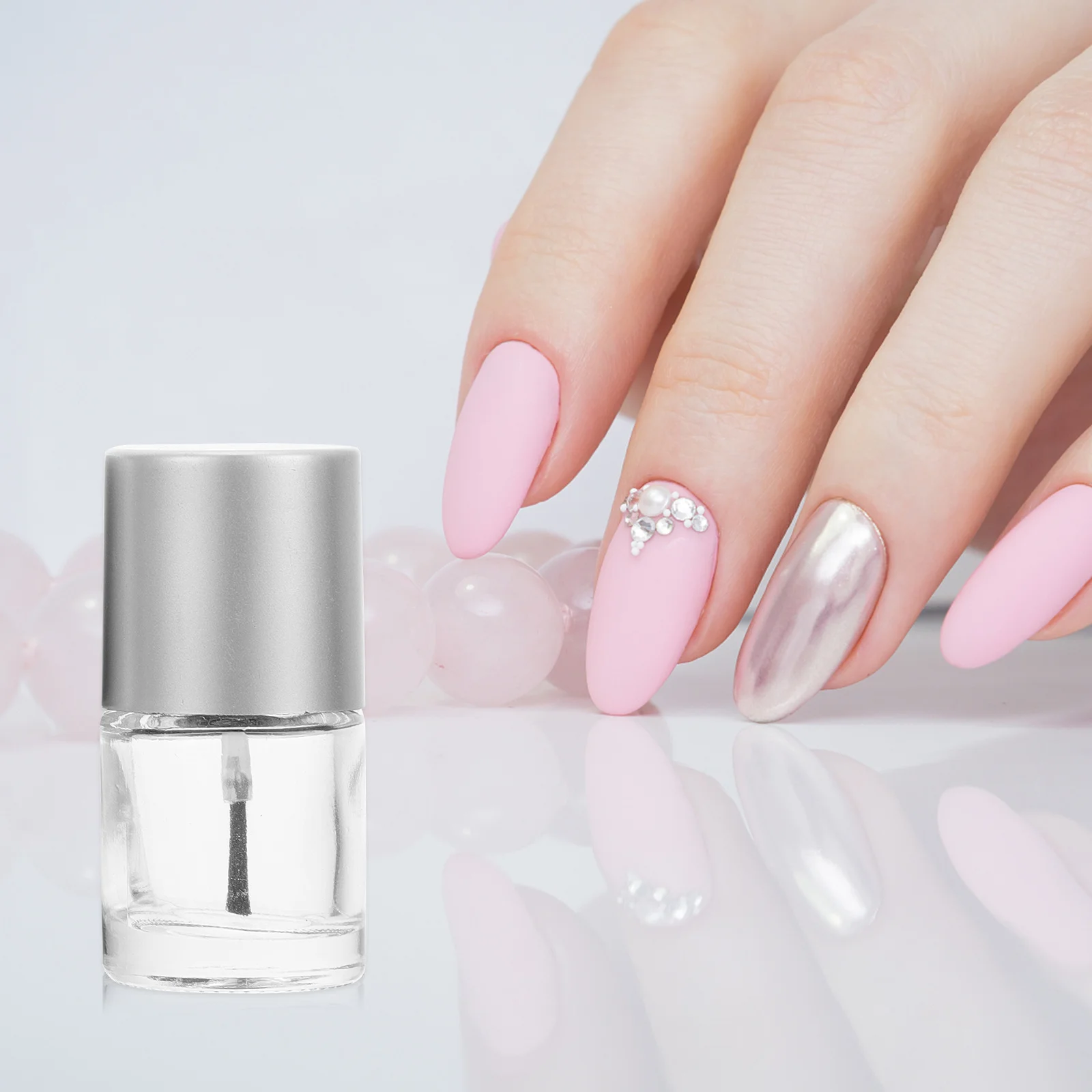 

10 шт. стеклянных пустых флаконов для лака для ногтей с серебряной крышкой и кисточкой, компактные, герметичные, многоразовые контейнеры для маникюра, путешествий и использования на открытом воздухе
