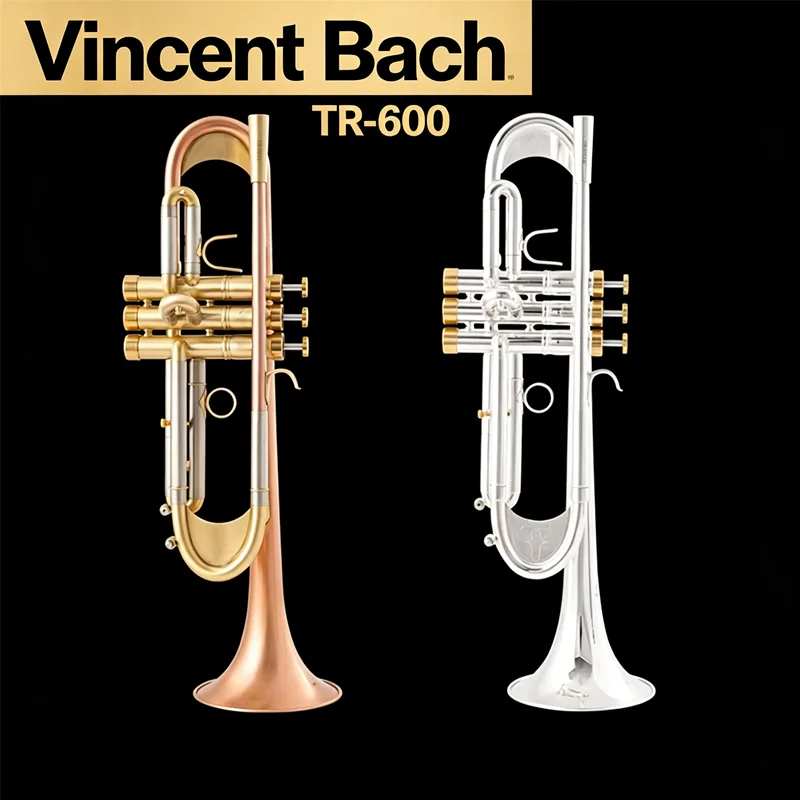 Vincent Bach TR-600GS Bb Trumpet Gold Lacquer Silver Plated Trumpet Brass Musical Instruments Composite Type Trumpet