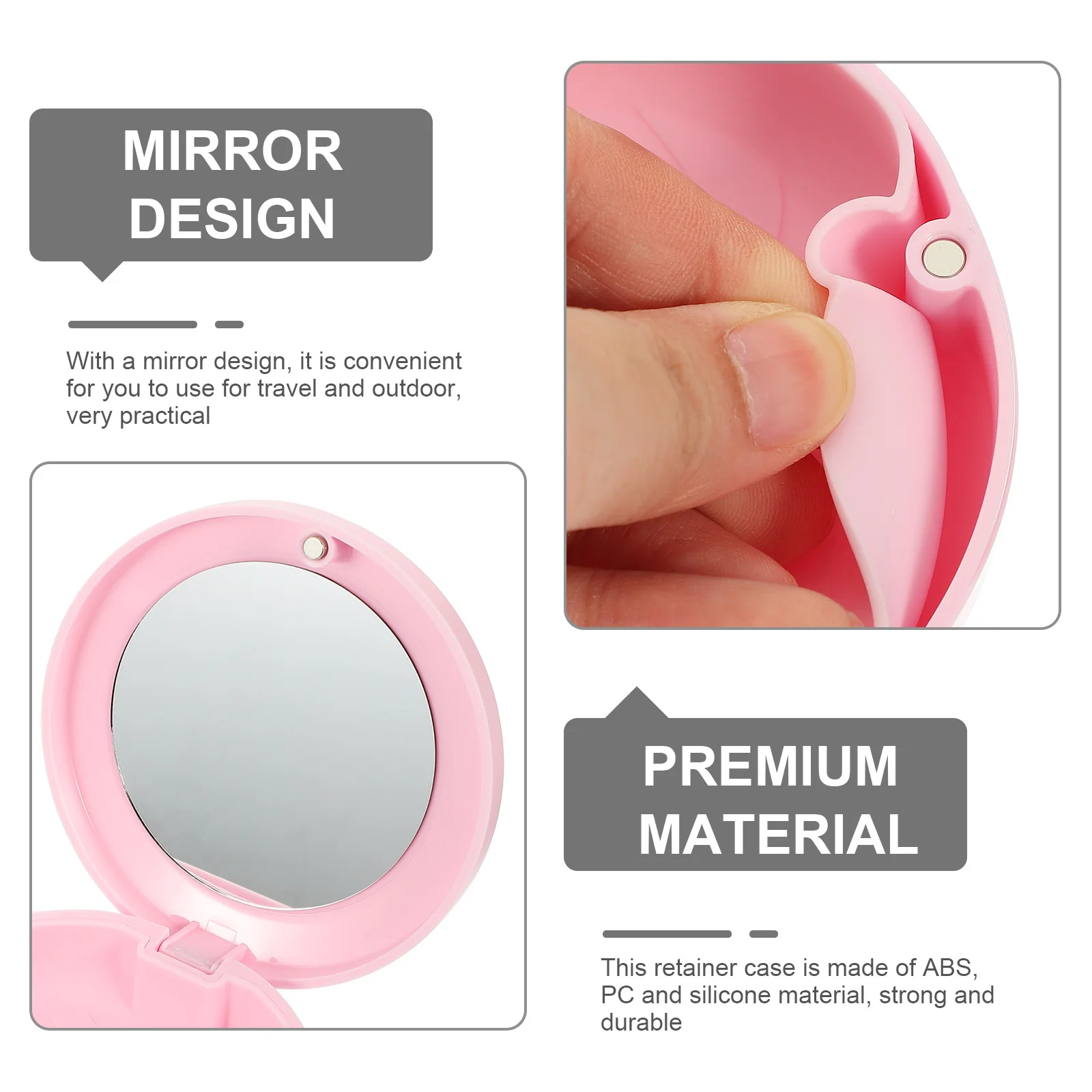 

Portable Orthodontic Retainer Case Magnetic Tooth Retainer Box with Mirror Air Vent Denture Container Anti-Odor Mouth Guard