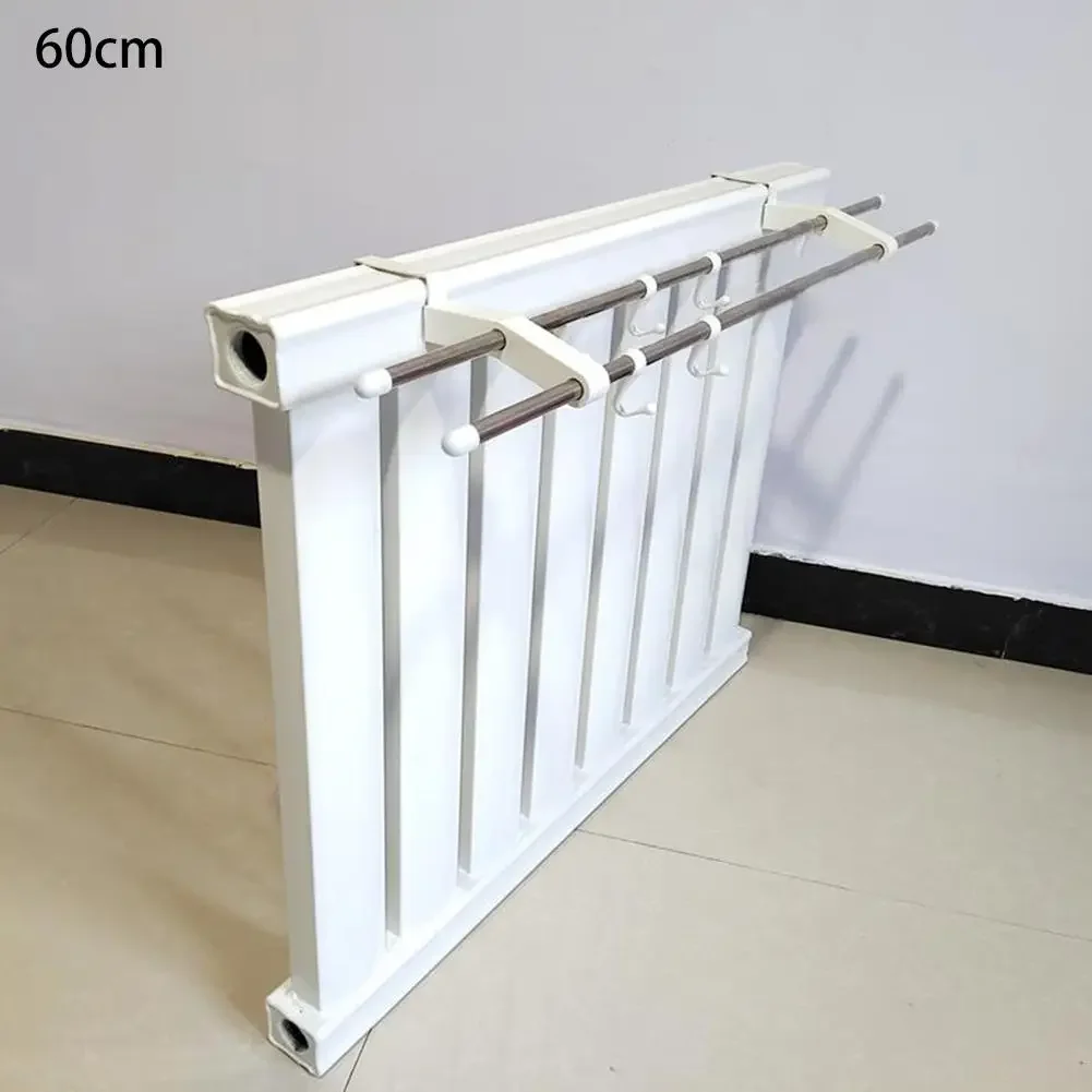 Double Pole Radiator Towel Rail With 4 Hooks Radiator Clothes Drying Rack Towel Rack Punch-free Wall-mounted Clothes Drying Rack