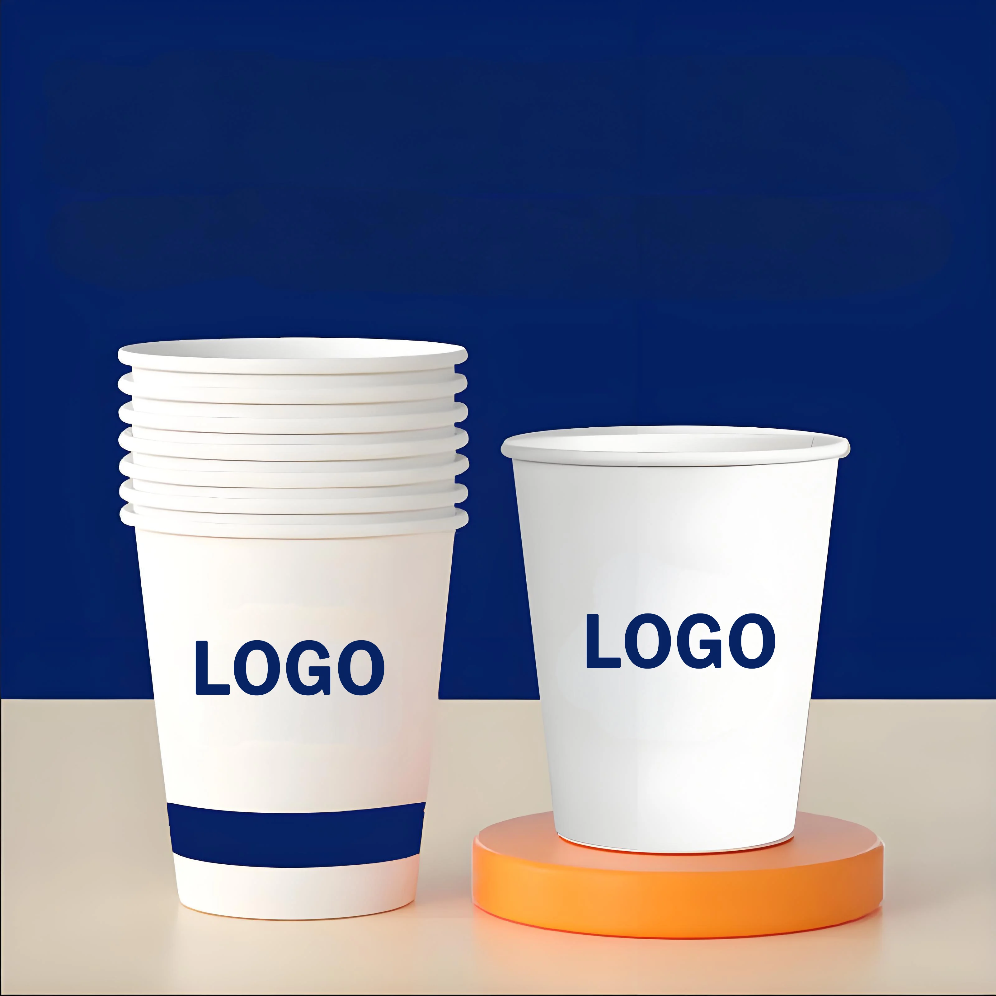 100pcs 250ml disposable paper cup with customizable logo personalized coffee paper cup for event and party, Company Hospitality