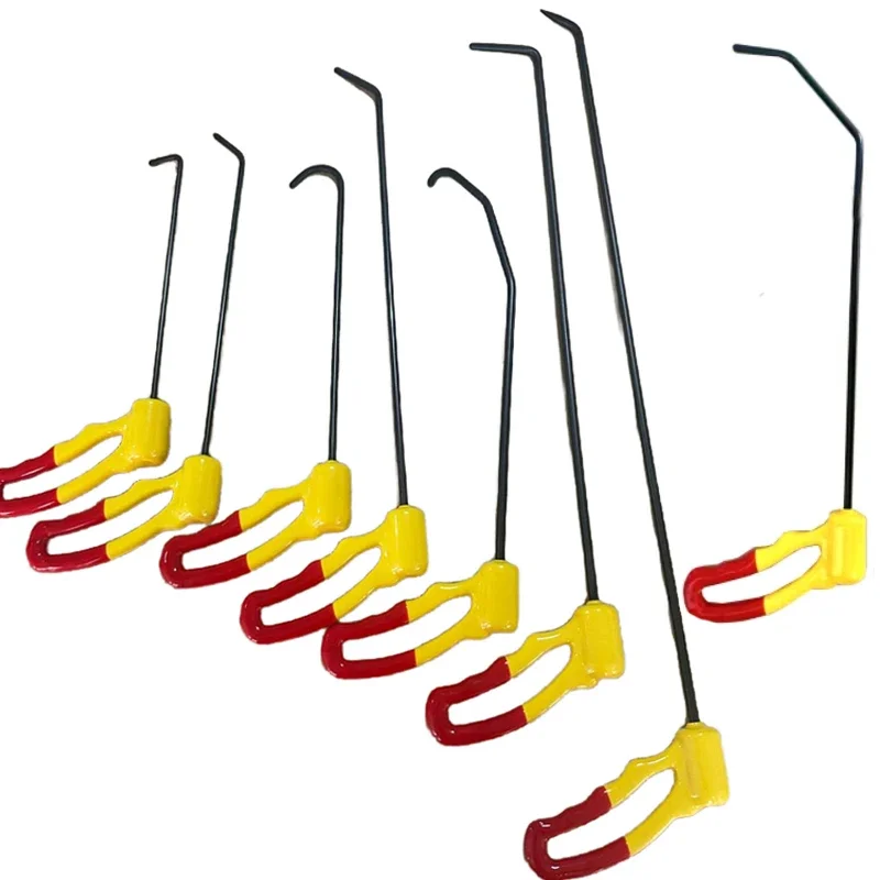 8 PCS Rotated Handle Window Repair Car Dent Repair Kit Rotating Handle Car Repair Hook Handle Spring Steel Rod