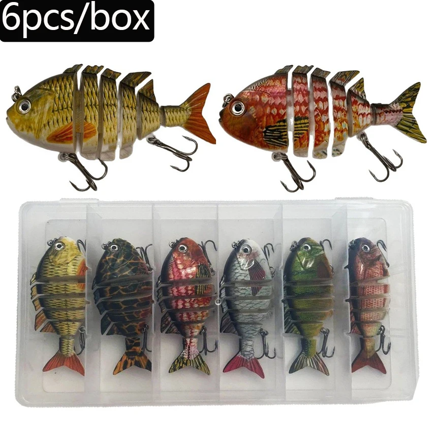 6pcs/box 6 Segment Multi Jointed Fishing Lure Sinking 11g 15g Swimbait Artificial Wobblers Crankbait Hard Bait Pesca Tackle Box