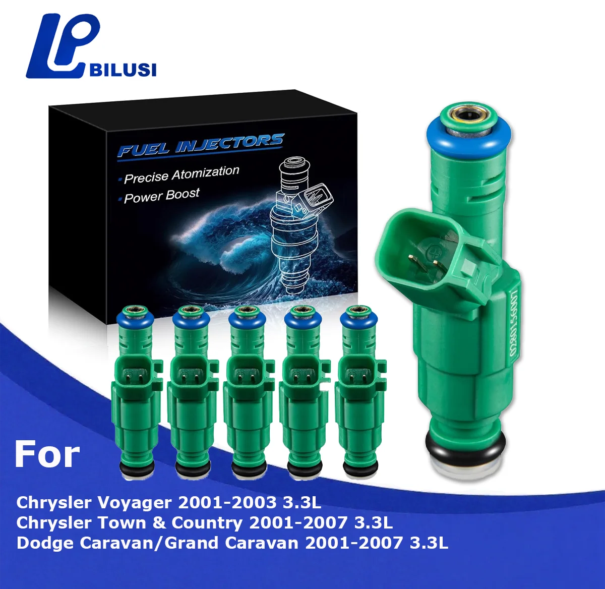 

Bilusi Fuel Injectors Set of 4 For Dodge Grand Caravan For Chrysler Country 01-07 Voyager 2001-2003 3.3L 812-12141 0280156007