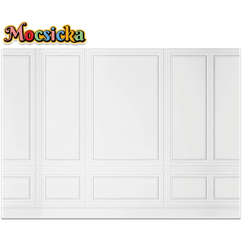 MOCSICKA White European Style Palace Marble Wall Panel Decorative Background Boys Girls Kids Birthday Photography Backdrop