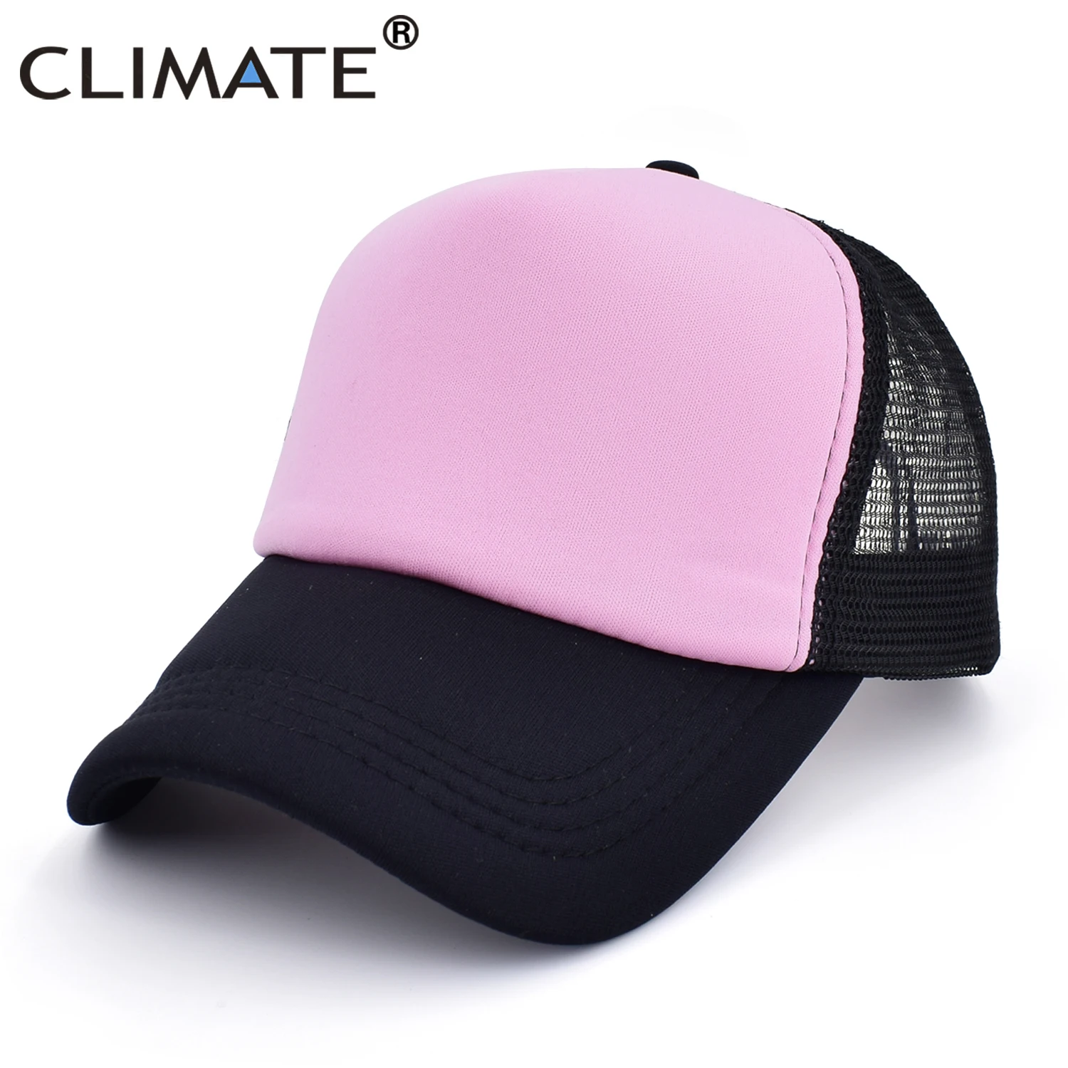 CLIMATE Pink Black Pink  Trucker Cap Girl Youth Women Woman Blank DIY Cap Lady Women Girl Hip Hop Hat Solid No Logo Blank Cap