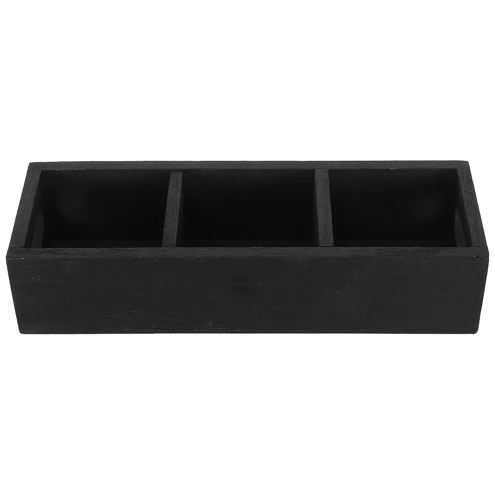 3-Compartment Wooden Tea Bag Organizer Box for Black Tea, Sugar Packets & Kitchen Countertop Storage