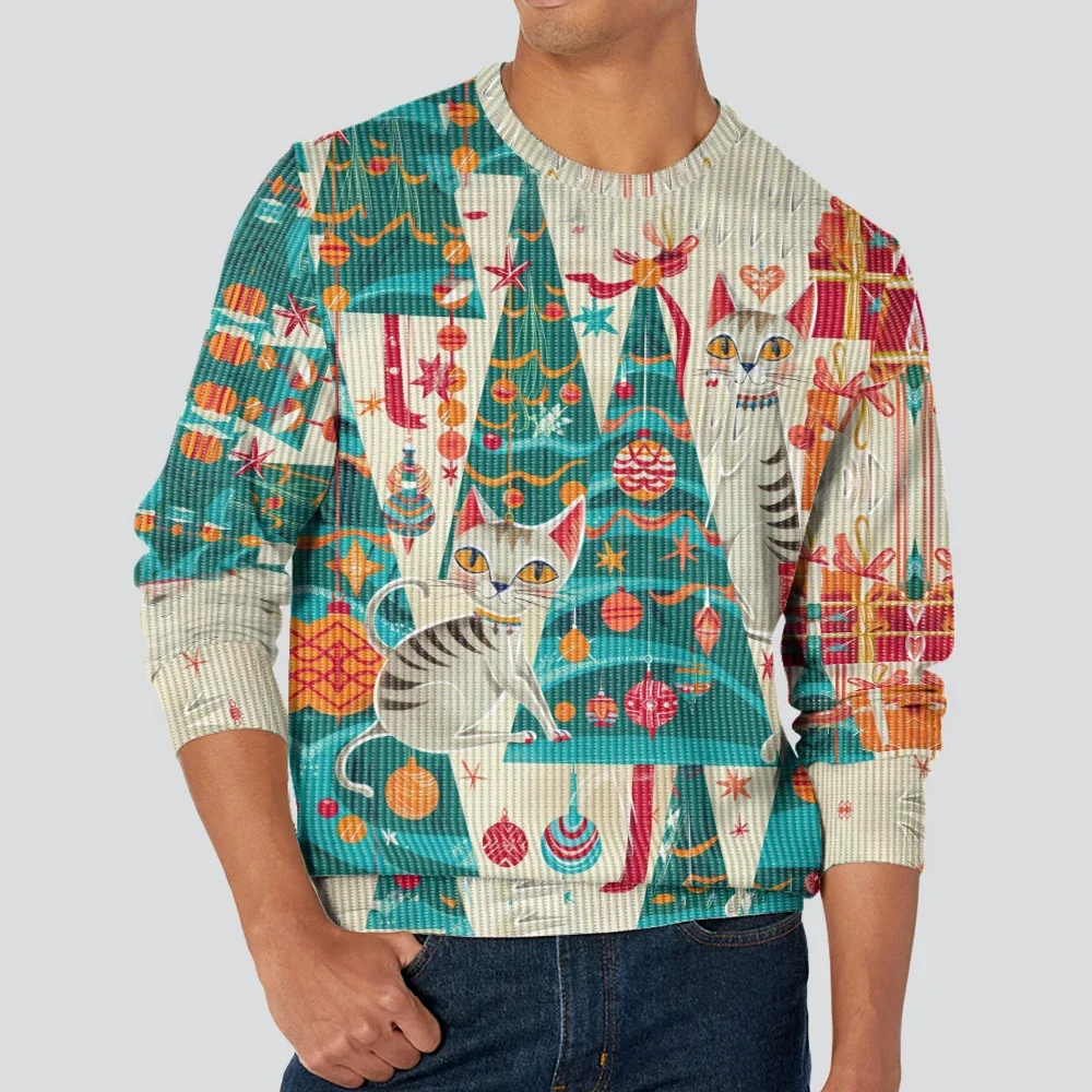 

Fantasy Christmas Tree Print Sweatshirt Harajuku Couple Oversize Pullover Winter Long Sleeve Round Neck Men's Casual Hoodie Tops