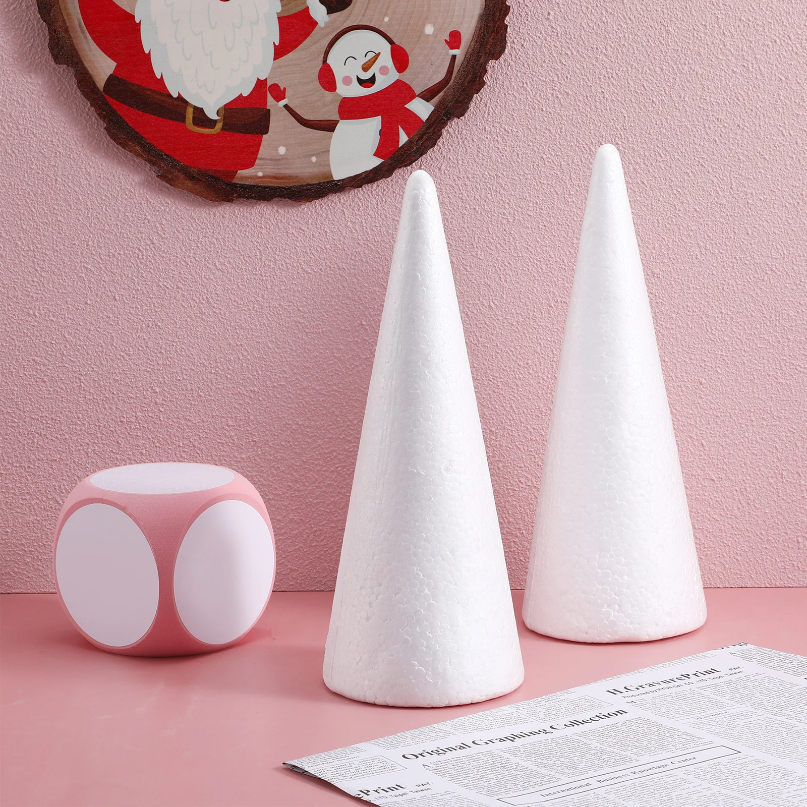 

2PCS 30CM White Foam Cones for DIY Christmas Tree Craft Handmade Painting Supplies Polystyrene Shape