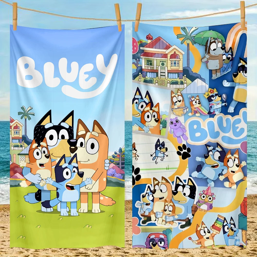 Cartoon B-B-BlueyS Beach Towel Microfiber Sand Free Quick Dry Soft Sandproof Pool Towels Gift for Women Travel Shower