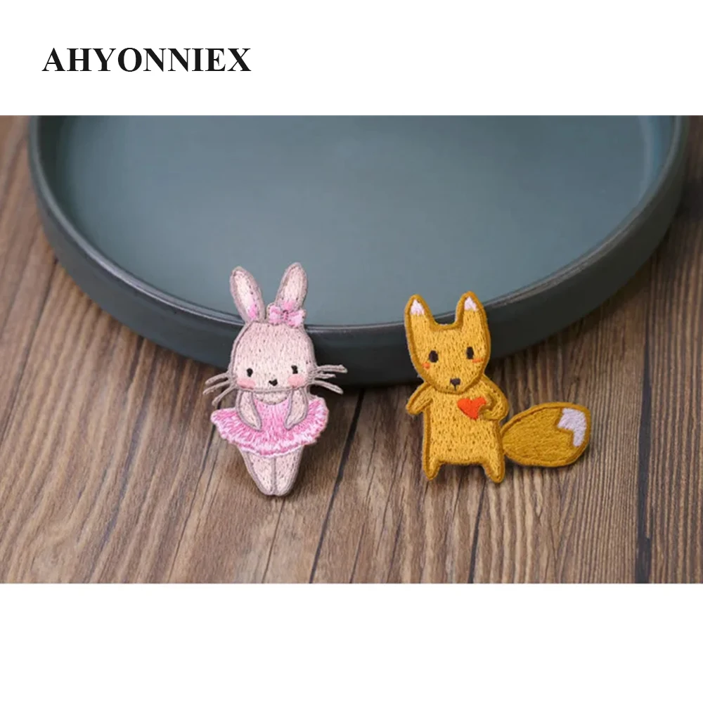 AHYONNIEX Brand Cute Rabbit Princess Dog Squirrel Patches Iron On Patches for Baby Clothing Shoes Bags