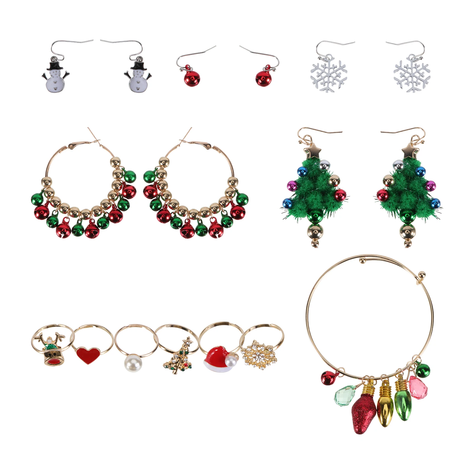 

Christmas Tree Earrings Set 5 Sets Christmas Jewelry for Women Xmas Rings Bracelets Girl Accessories Long Lasting Durable Gift