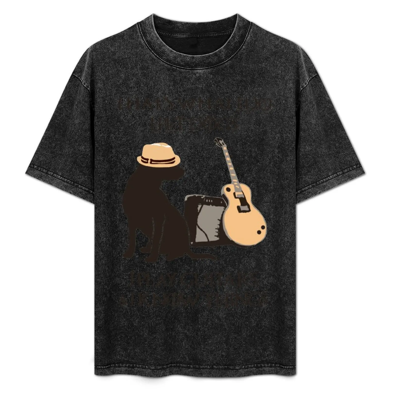 

that's what i do i pet dogs i play guitars and know things T-Shirt Basic Comfort Fit T-Shirt for Men