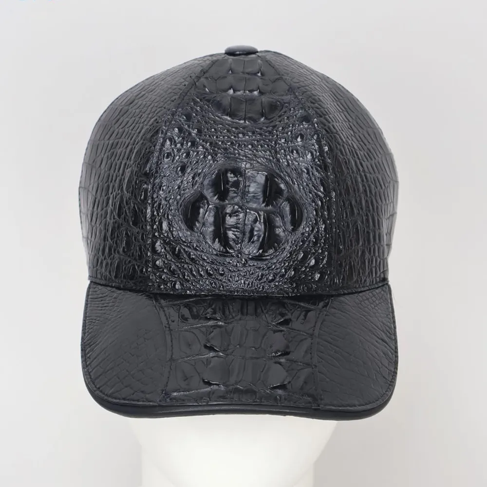 Fashionable Men's Real Crocodile Leather Cap Outdoor Casual Sun Protection Travel Baseball Cap Adjustable