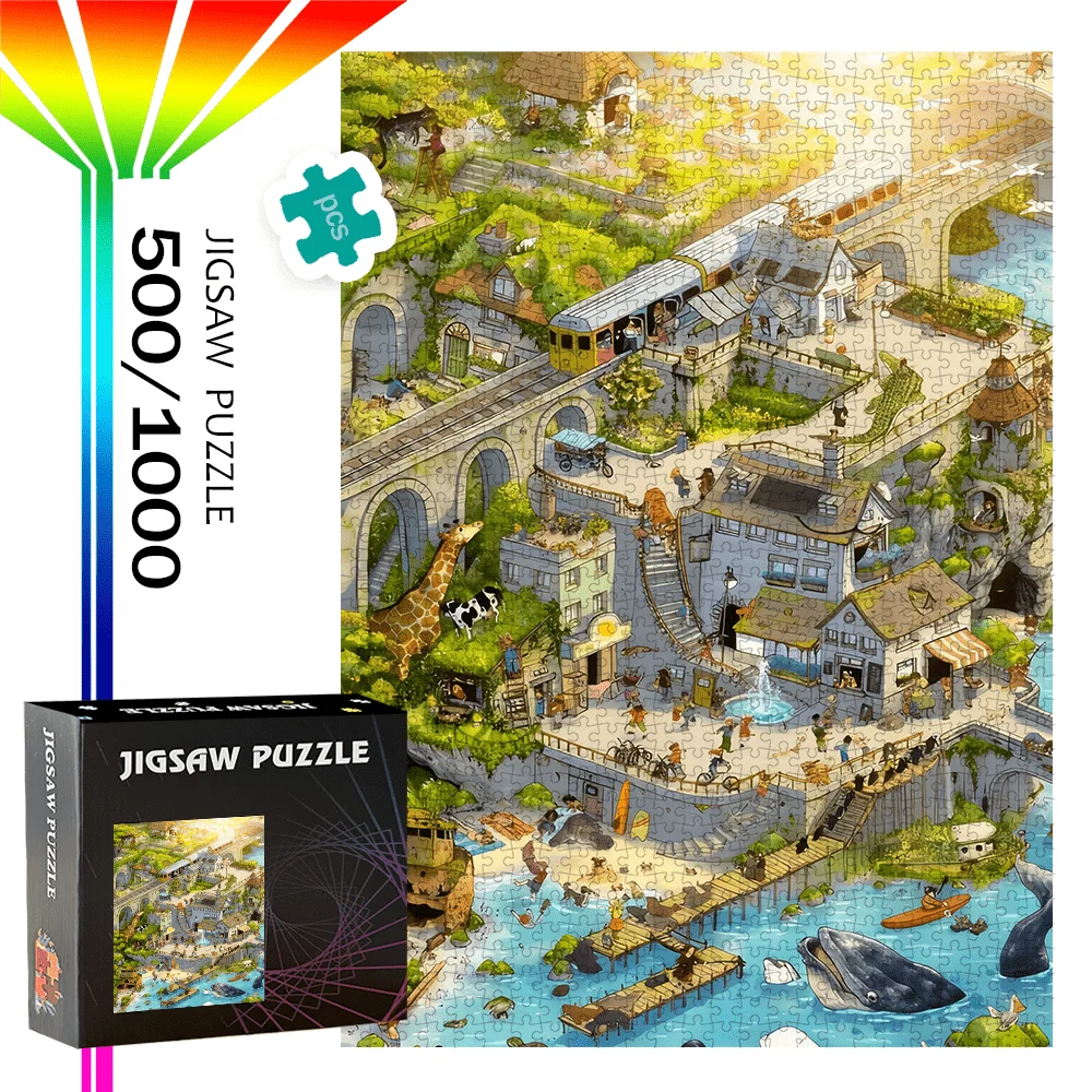

500pcs/1000pcs High-Quality Jigsaw Puzzle | Portable Cardboard Puzzle for Birthday, Halloween, Christmas, Thanksgiving, Easter