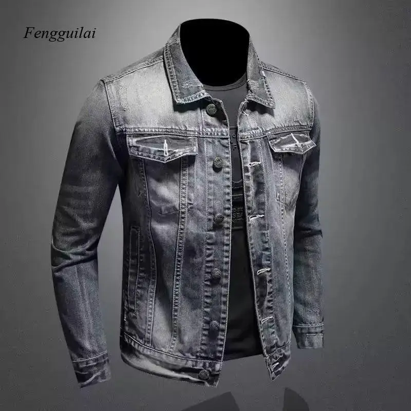 Men's Lightweight Washed Denim Jacket Button Down, Chest Pockets, and Regular Fit Ideal for Spring, Fall, and Layering