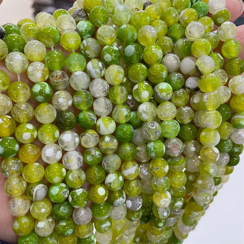 Natural Stone Mint Green Fire Dragon Veins Agates Loose Beads For Jewelry Making DIY  Bracelet Necklaces Accessories 4-10mm