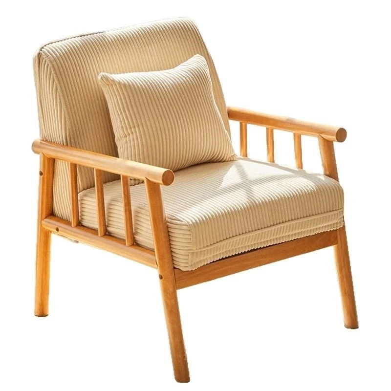 

Nordic Japanese-style solid wood leather sofa small apartment modern simple living room bedroom three people