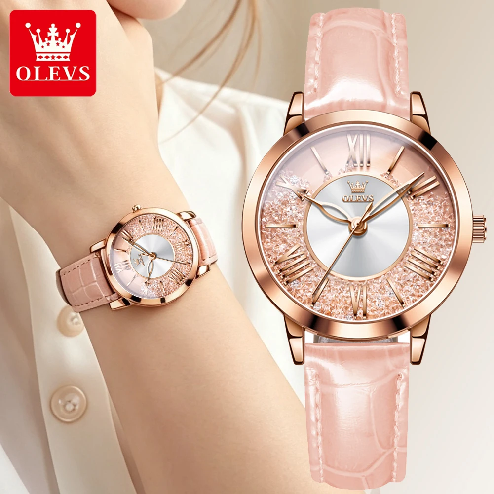 Vintage Digital Watch - OLEVS Original Pink Leather Watch for