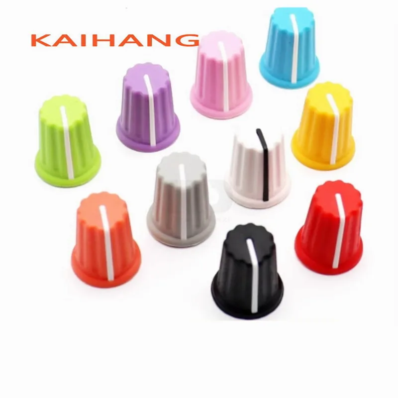 5PCS Color Rubber Half Shaft Knob Diameter 16mm Height 19mm Potentiometer Knob 180 Degree D-Shaped Inner Hole 6mm for Pioneer