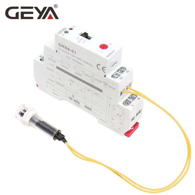 GEYA GRB8-01/02 alacakaranlık anahtarı AC110V-240V sokak işık sensörü Din ray modüler röle 16A otomatik anahtarlama